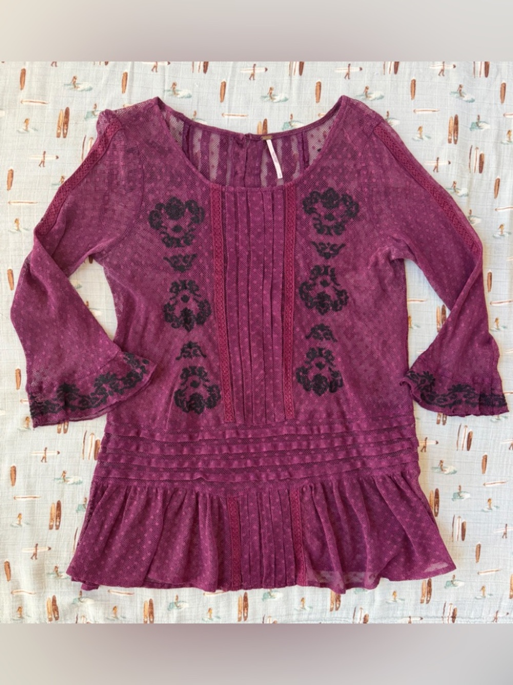 Free People Burgundy lace tunic